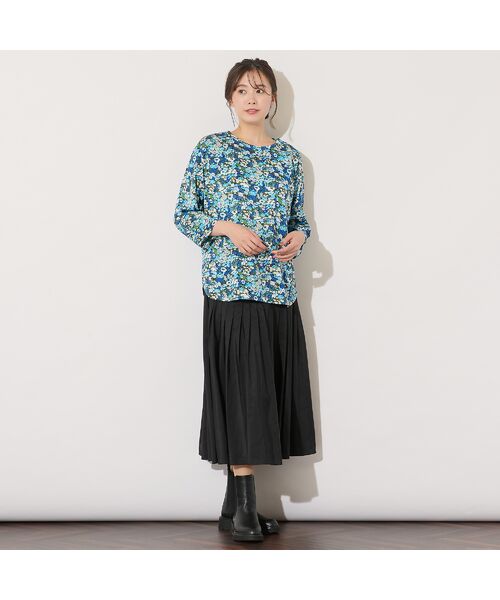 PISANO / ピサーノ カットソー | 【手洗いOK・綿100%・リバティコラボ】フラワープリントラウンドヘムカットソー | 詳細9