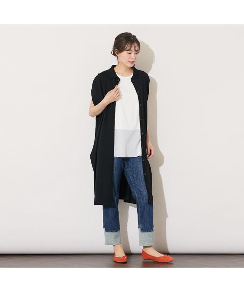 PISANO / ピサーノ ベスト | 【手洗いOK】コクーンシルエット・肩タックロングジレ | 詳細2