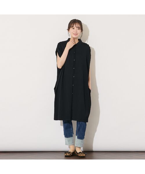 PISANO / ピサーノ ベスト | 【手洗いOK】コクーンシルエット・肩タックロングジレ | 詳細5