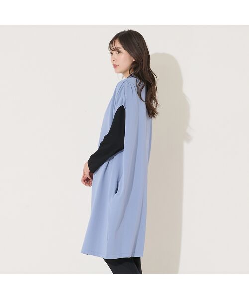 PISANO / ピサーノ ベスト | 【手洗いOK】コクーンシルエット・肩タックロングジレ | 詳細8