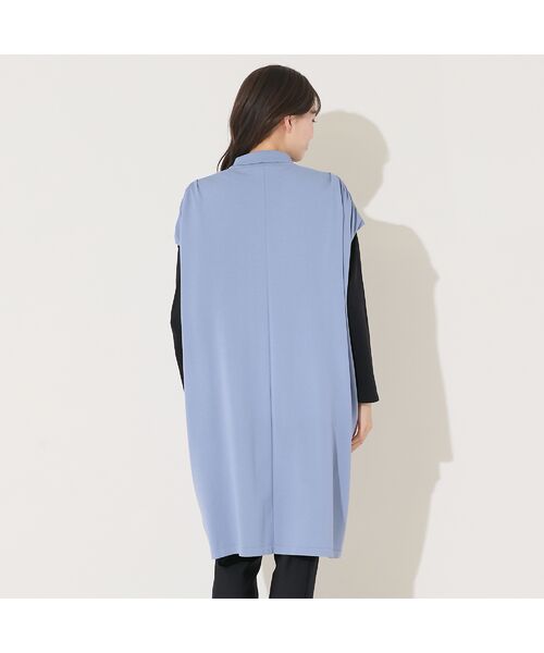 PISANO / ピサーノ ベスト | 【手洗いOK】コクーンシルエット・肩タックロングジレ | 詳細9