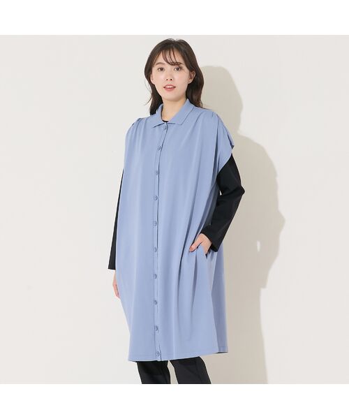 PISANO / ピサーノ ベスト | 【手洗いOK】コクーンシルエット・肩タックロングジレ | 詳細10