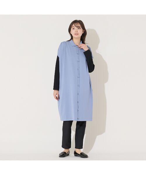 PISANO / ピサーノ ベスト | 【手洗いOK】コクーンシルエット・肩タックロングジレ | 詳細11