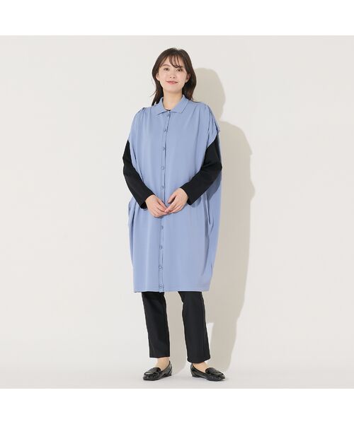 PISANO / ピサーノ ベスト | 【手洗いOK】コクーンシルエット・肩タックロングジレ | 詳細12