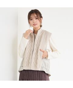 PISANO / ピサーノ ベスト | ニット×タフタ・ドッキングハイネックジレ