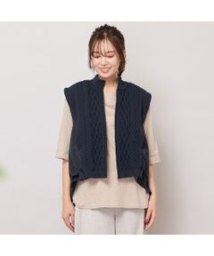 PISANO / ピサーノ ベスト | ニット×タフタ・ドッキングハイネックジレ