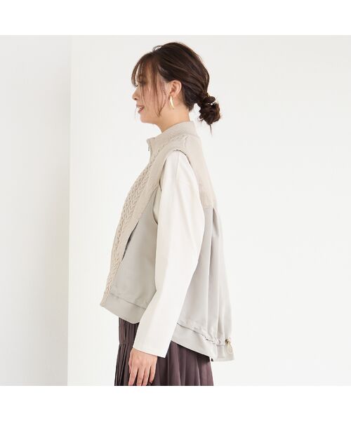 PISANO / ピサーノ ベスト | ニット×タフタ・ドッキングハイネックジレ | 詳細1