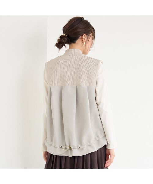 PISANO / ピサーノ ベスト | ニット×タフタ・ドッキングハイネックジレ | 詳細2