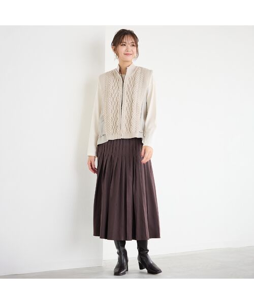 PISANO / ピサーノ ベスト | ニット×タフタ・ドッキングハイネックジレ | 詳細3