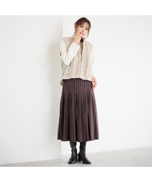 PISANO / ピサーノ ベスト | ニット×タフタ・ドッキングハイネックジレ | 詳細4