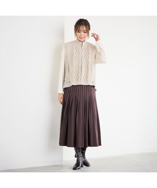 PISANO / ピサーノ ベスト | ニット×タフタ・ドッキングハイネックジレ | 詳細5