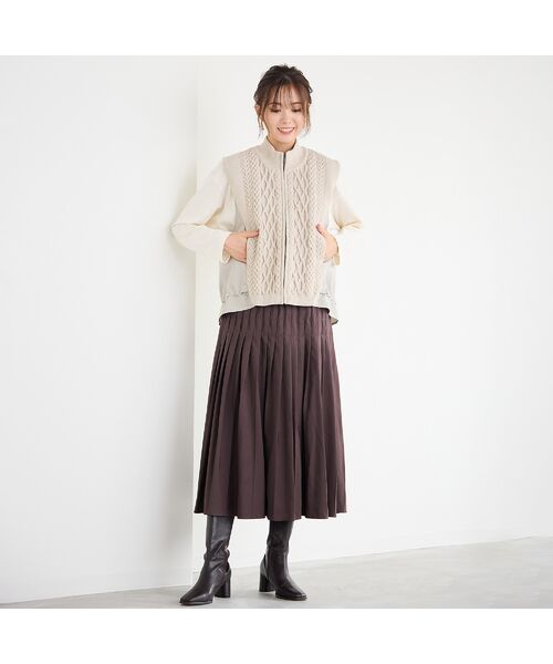 PISANO / ピサーノ ベスト | ニット×タフタ・ドッキングハイネックジレ | 詳細6