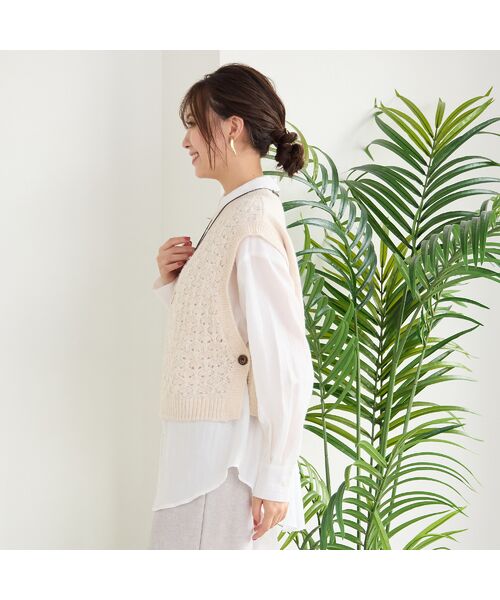 PISANO / ピサーノ その他トップス | 【アンサンブル】ニットジレ×ストライプシャツ | 詳細1