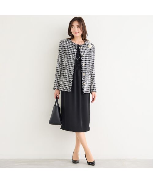 PISANO / ピサーノ ミニ丈・ひざ丈ワンピース | 【接触冷感・紫外線防止・防シワ】ラウンドネック・ジャカード配色ドレス | 詳細11