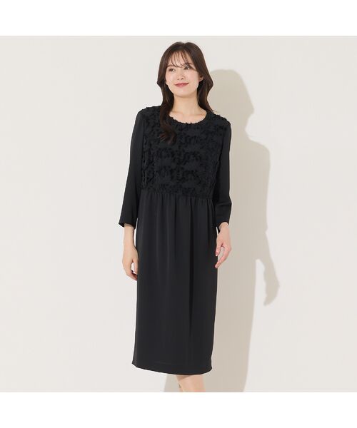 PISANO / ピサーノ ミニ丈・ひざ丈ワンピース | 【接触冷感・紫外線防止・防シワ】ラウンドネック・ジャカード配色ドレス | 詳細3