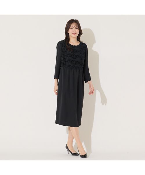 PISANO / ピサーノ ミニ丈・ひざ丈ワンピース | 【接触冷感・紫外線防止・防シワ】ラウンドネック・ジャカード配色ドレス | 詳細4