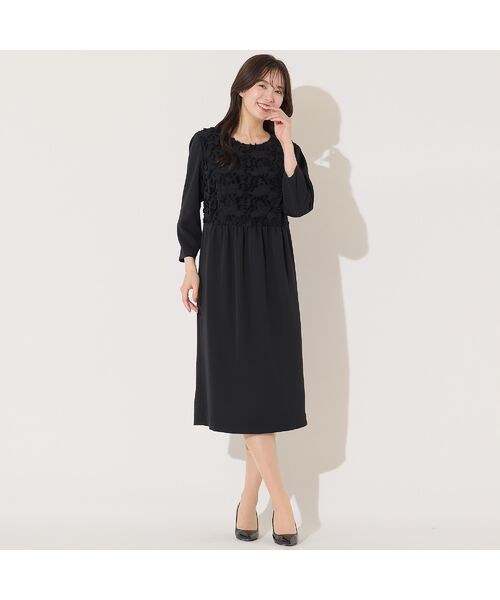 PISANO / ピサーノ ミニ丈・ひざ丈ワンピース | 【接触冷感・紫外線防止・防シワ】ラウンドネック・ジャカード配色ドレス | 詳細5