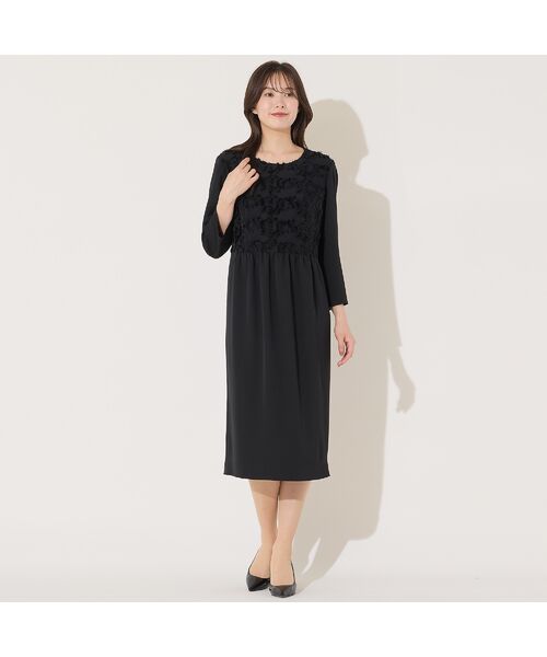 PISANO / ピサーノ ミニ丈・ひざ丈ワンピース | 【接触冷感・紫外線防止・防シワ】ラウンドネック・ジャカード配色ドレス | 詳細6