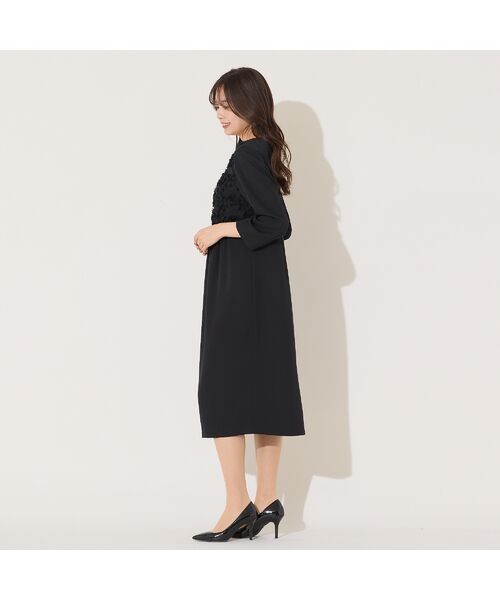 PISANO / ピサーノ ミニ丈・ひざ丈ワンピース | 【接触冷感・紫外線防止・防シワ】ラウンドネック・ジャカード配色ドレス | 詳細7