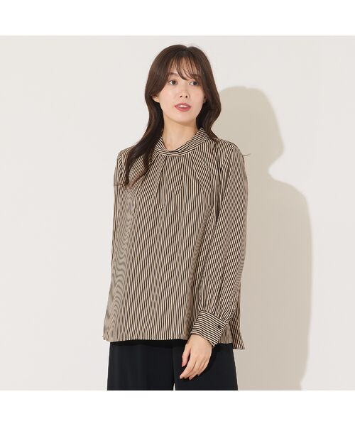 PISANO / ピサーノ シャツ・ブラウス | 【手洗いOK】2WAY・ストライプタイブラウス(ベージュ)