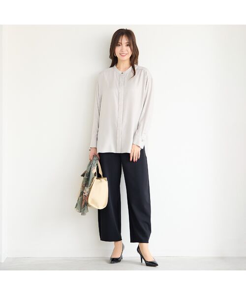 PISANO / ピサーノ シャツ・ブラウス | 【手洗いOK・接触冷感】キュプラツイルスタンドカラーブラウス | 詳細1