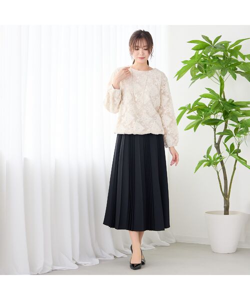 PISANO / ピサーノ ミニ・ひざ丈スカート | 【機能性素材・セットアップ対応】加工プリーツ・Aラインスカート | 詳細4