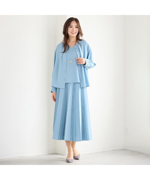 PISANO / ピサーノ ミニ・ひざ丈スカート | 【機能性素材・セットアップ対応】加工プリーツ・Aラインスカート | 詳細7