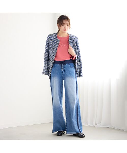 PISANO / ピサーノ デニムパンツ | 【手洗いOK・インディニット】サイドラインワイドデニム | 詳細7