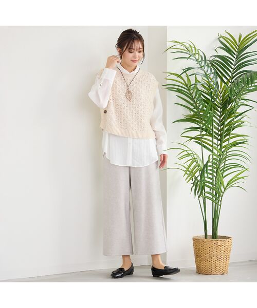 PISANO / ピサーノ ショート・ハーフ・半端丈パンツ | 【手洗いOK】デニムプリント・裏起毛ワイドパンツ | 詳細2