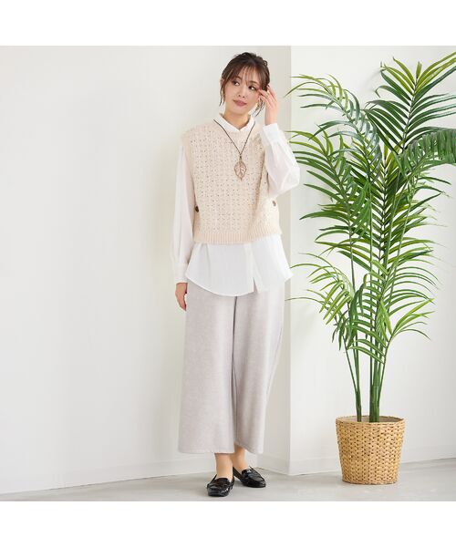 PISANO / ピサーノ ショート・ハーフ・半端丈パンツ | 【手洗いOK】デニムプリント・裏起毛ワイドパンツ | 詳細3