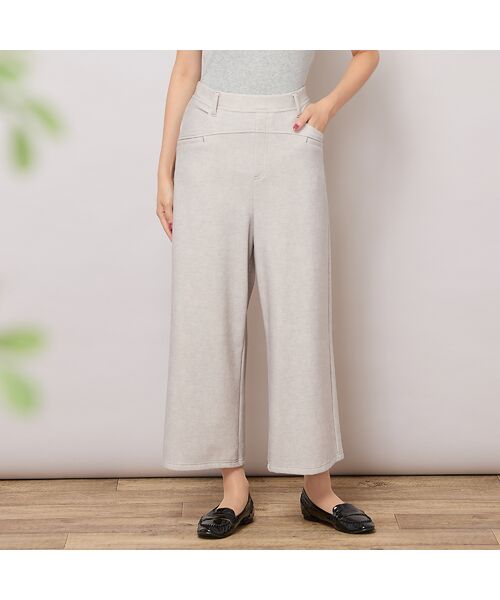 PISANO / ピサーノ ショート・ハーフ・半端丈パンツ | 【手洗いOK】デニムプリント・裏起毛ワイドパンツ | 詳細4