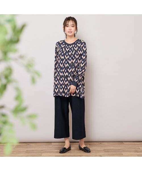 PISANO / ピサーノ ショート・ハーフ・半端丈パンツ | 【手洗いOK】デニムプリント・裏起毛ワイドパンツ | 詳細8