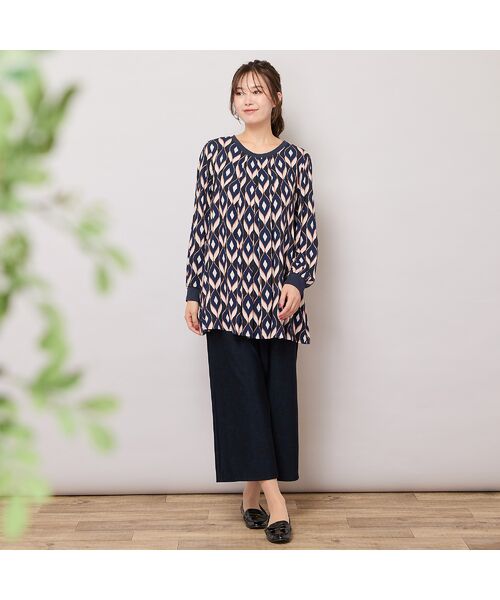 PISANO / ピサーノ ショート・ハーフ・半端丈パンツ | 【手洗いOK】デニムプリント・裏起毛ワイドパンツ | 詳細9