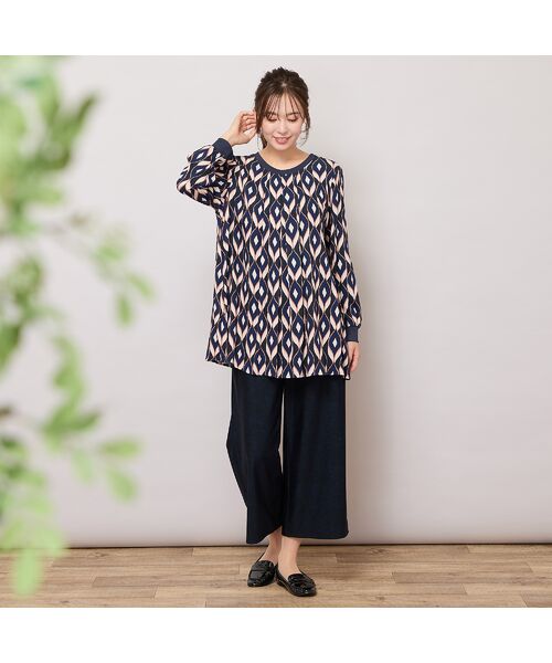 PISANO / ピサーノ ショート・ハーフ・半端丈パンツ | 【手洗いOK】デニムプリント・裏起毛ワイドパンツ | 詳細10