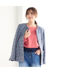 PISANO / ピサーノ ノーカラージャケット | ツィード・ノーカラージャケット