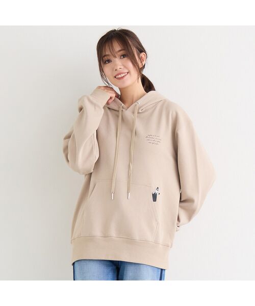 PISANO/ピサーノ 【手洗いOK・HAPPY FACE】エマちゃんコラボプリントフーディーパーカー ベージュ LL