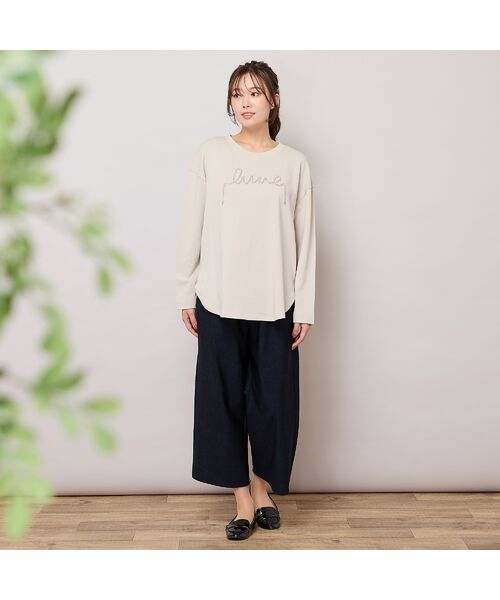 PISANO / ピサーノ カットソー | 【手洗いOK】ベロアテープロゴ刺繍カットソー | 詳細1