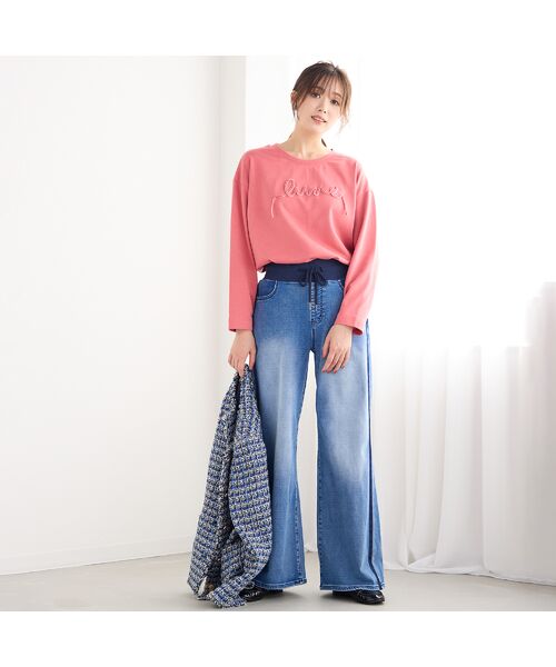 PISANO / ピサーノ カットソー | 【手洗いOK】ベロアテープロゴ刺繍カットソー | 詳細12