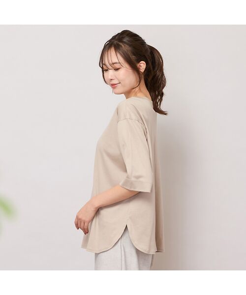 PISANO / ピサーノ カットソー | 【手洗いOK・汗ジミ防止・綿100％】ラウンドヘム・ミニマルカットソー | 詳細1