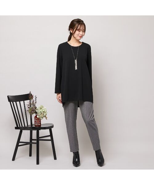 PISANO / ピサーノ カットソー | 【手洗いOK・セットアップ対応】ジョーゼットジャージ・バックヘム切り替えトップ | 詳細2