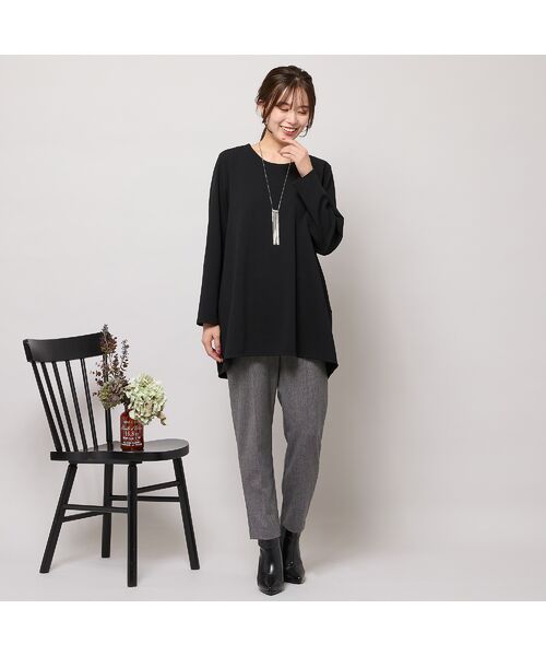 PISANO / ピサーノ カットソー | 【手洗いOK・セットアップ対応】ジョーゼットジャージ・バックヘム切り替えトップ | 詳細3