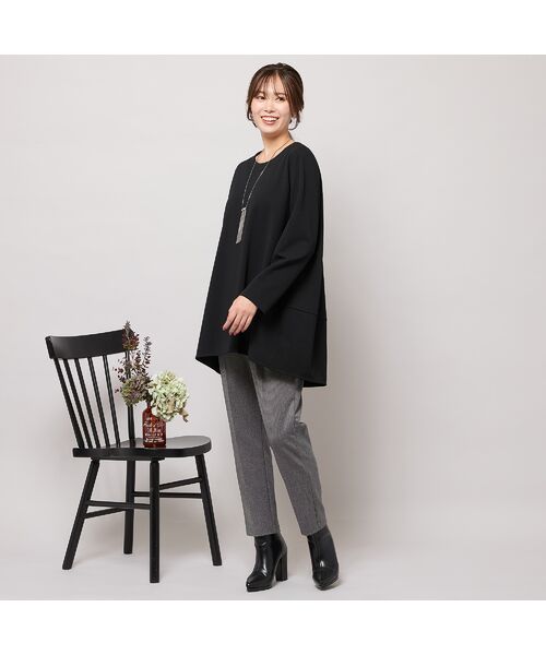 PISANO / ピサーノ カットソー | 【手洗いOK・セットアップ対応】ジョーゼットジャージ・バックヘム切り替えトップ | 詳細4