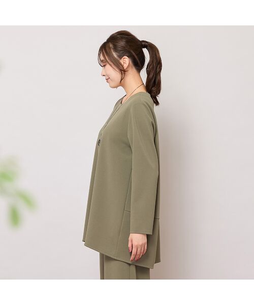 PISANO / ピサーノ カットソー | 【手洗いOK・セットアップ対応】ジョーゼットジャージ・バックヘム切り替えトップ | 詳細5