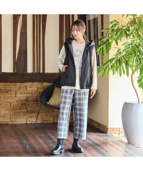 PISANO / ピサーノ ベスト | キャメル入り中綿・ジップアップフーディージレ | 詳細4