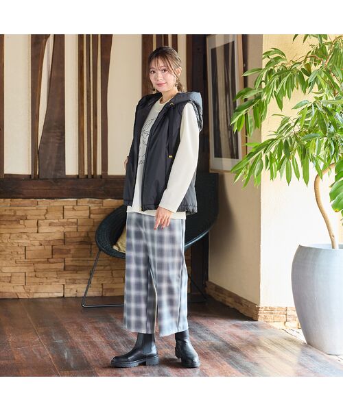 PISANO / ピサーノ ベスト | キャメル入り中綿・ジップアップフーディージレ | 詳細5