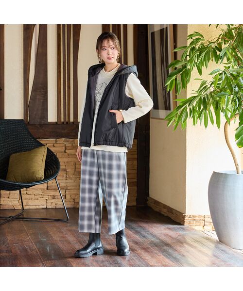 PISANO / ピサーノ ベスト | キャメル入り中綿・ジップアップフーディージレ | 詳細6