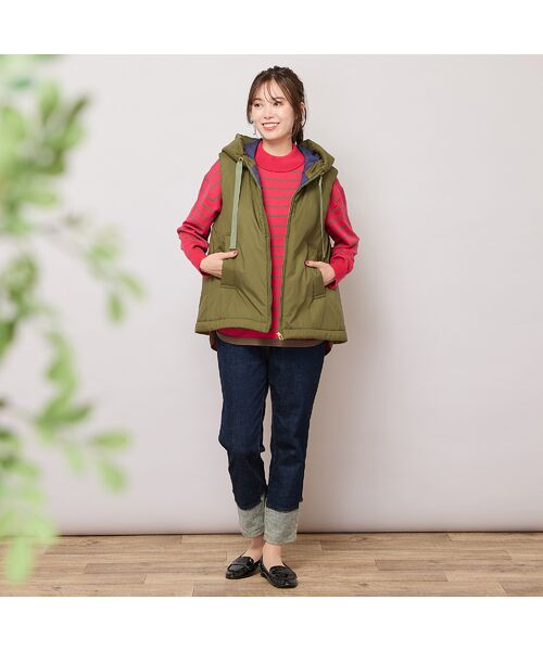 PISANO / ピサーノ ベスト | キャメル入り中綿・ジップアップフーディージレ | 詳細12