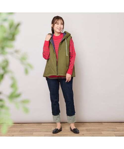 PISANO / ピサーノ ベスト | キャメル入り中綿・ジップアップフーディージレ | 詳細13