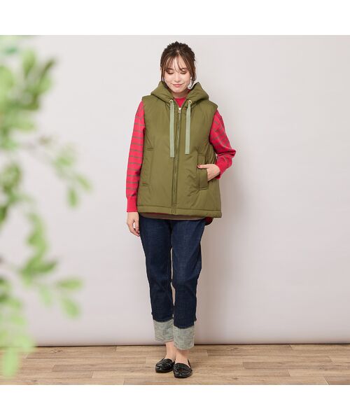 PISANO / ピサーノ ベスト | キャメル入り中綿・ジップアップフーディージレ | 詳細14