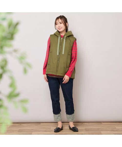 PISANO / ピサーノ ベスト | キャメル入り中綿・ジップアップフーディージレ | 詳細15